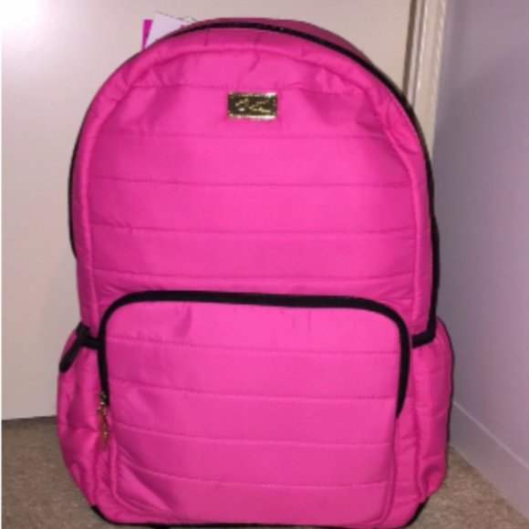BETSEY JOHNSON Chic! Large Quilted Nylon ? Hot Pink & Black Backpack